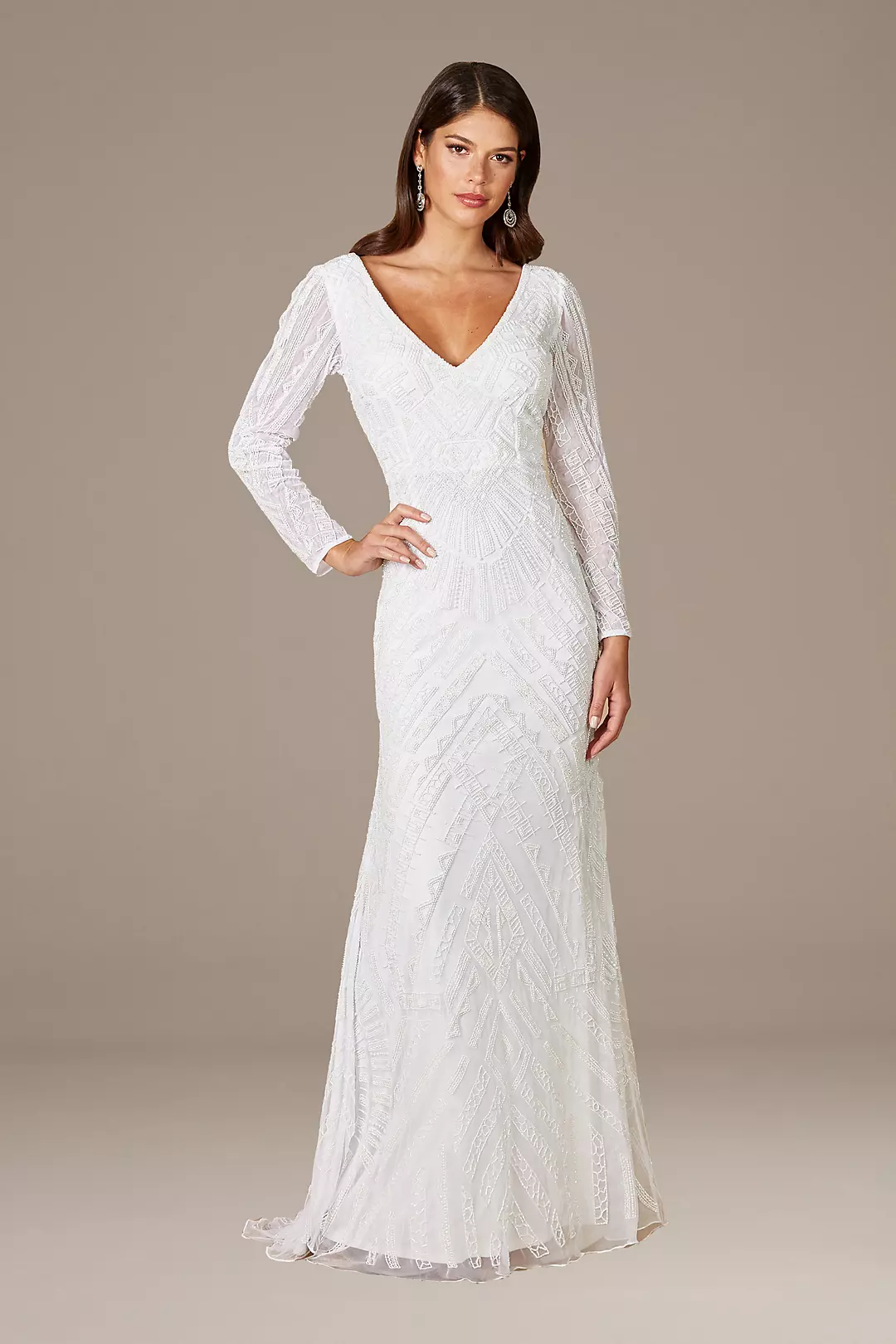 Lara Gretchen V-Neck Long Sleeve Wedding Dress Image