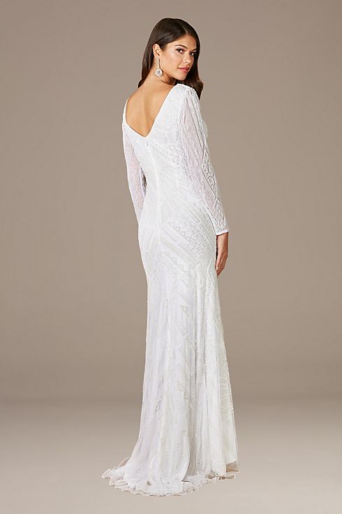 Lara Gretchen V-Neck Long Sleeve Wedding Dress Image 3