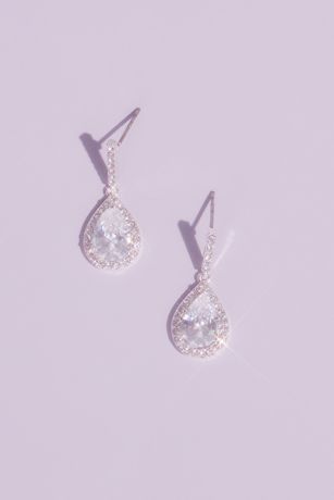 Pear Solitaire Pave Earrings