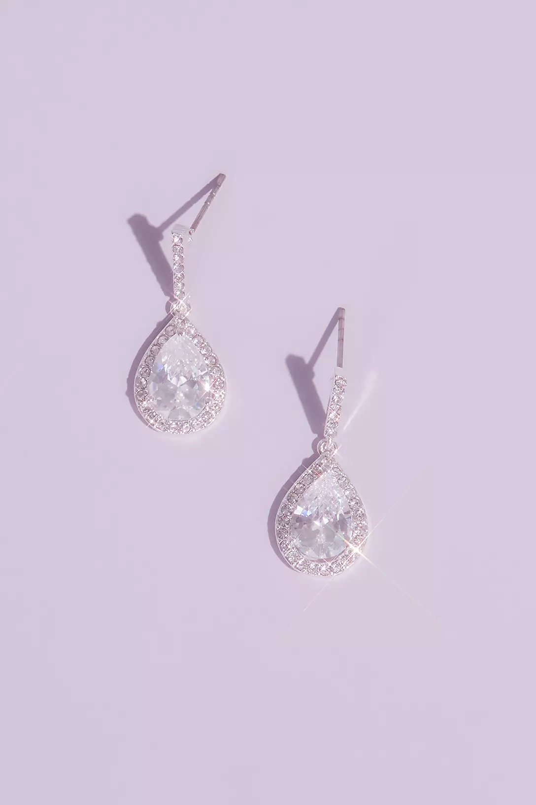 Pear Solitaire Pave Earrings Image