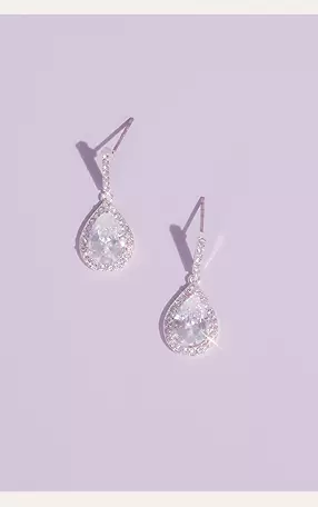 Pear Solitaire Pave Earrings Image 1
