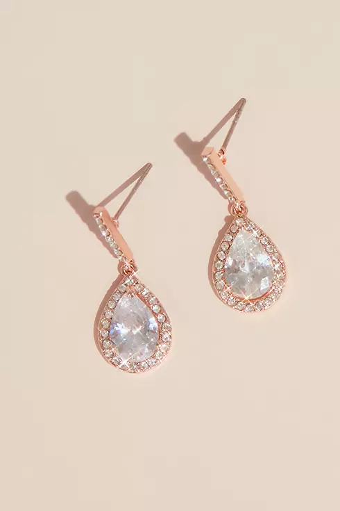 Pear Solitaire Pave Earrings Image 1