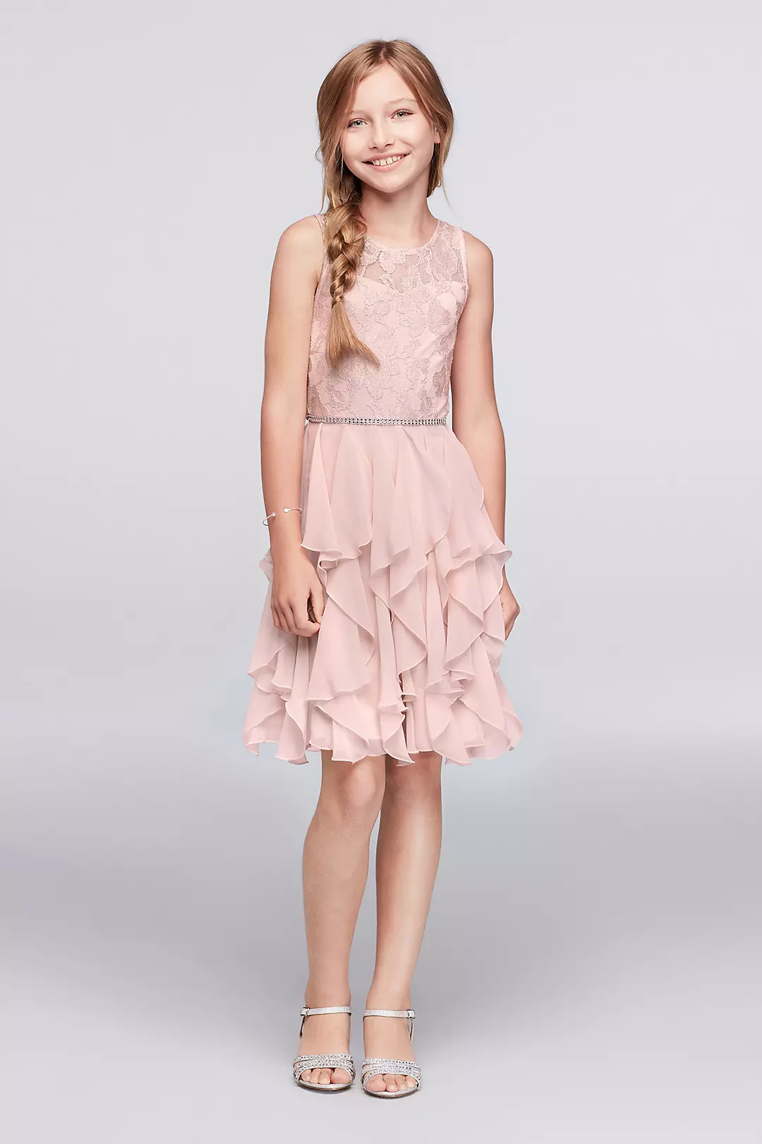 Ruffled Tulle Dress with Lace Bodice Image