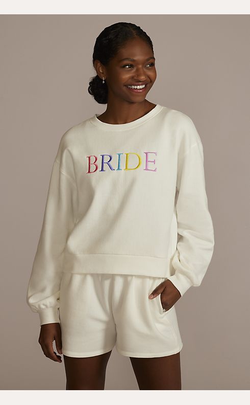 Colorful Embroidered Bride Sweatshirt   David's Bridal