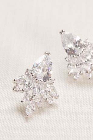 Faceted Crystal Statement Stud Earrings | David's Bridal