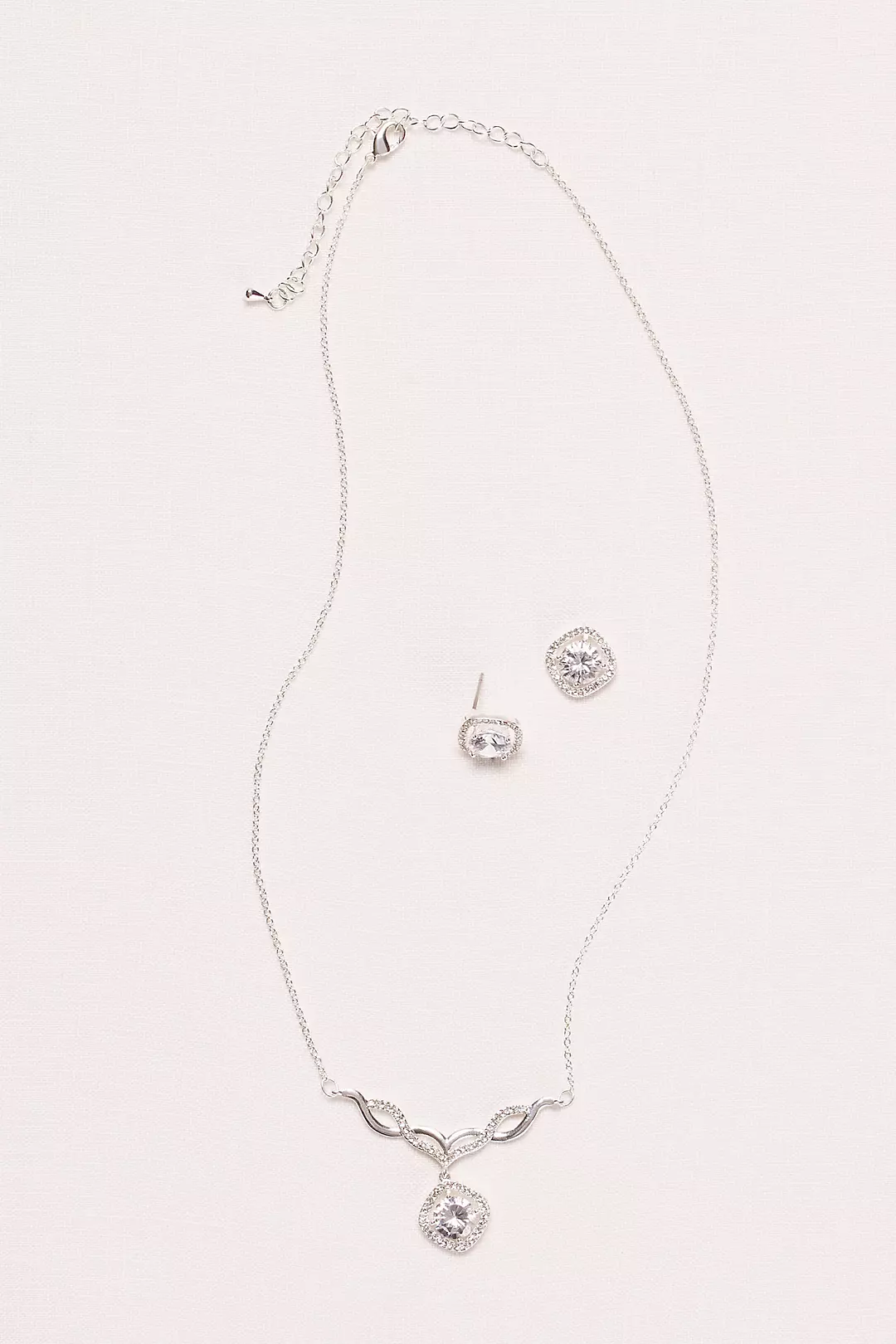Pave Drop Pendant Necklace and Earring Set Image
