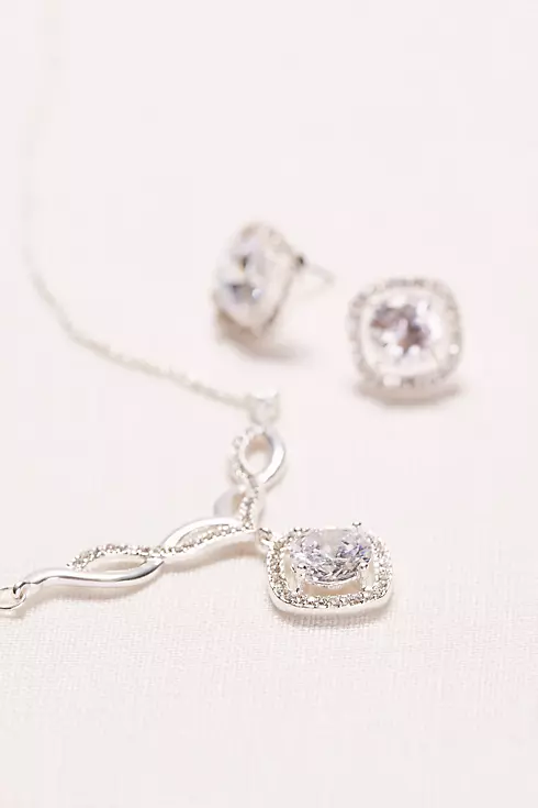 Pave Drop Pendant Necklace and Earring Set Image 2