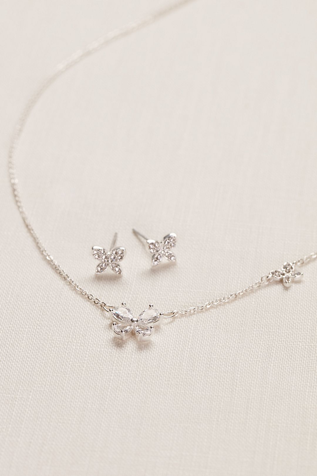 Cubic Zirconia Butterfly Necklace and Earring Set Image 2