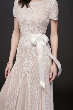 david's bridal illusion sleeve