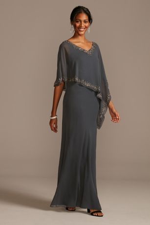 J Kara Beaded Chiffon Dress