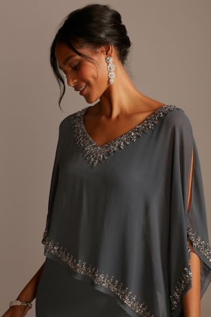 J Kara Beaded Chiffon Dress