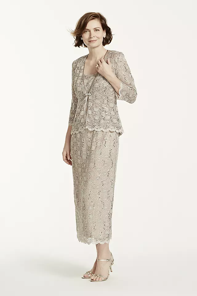 3/4 Sleeve All Over Lace Jacket Dress Image