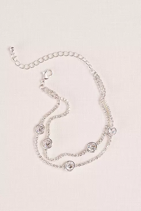 Double Chain Bracelet with Cubic Zirconia Spacers Image 1