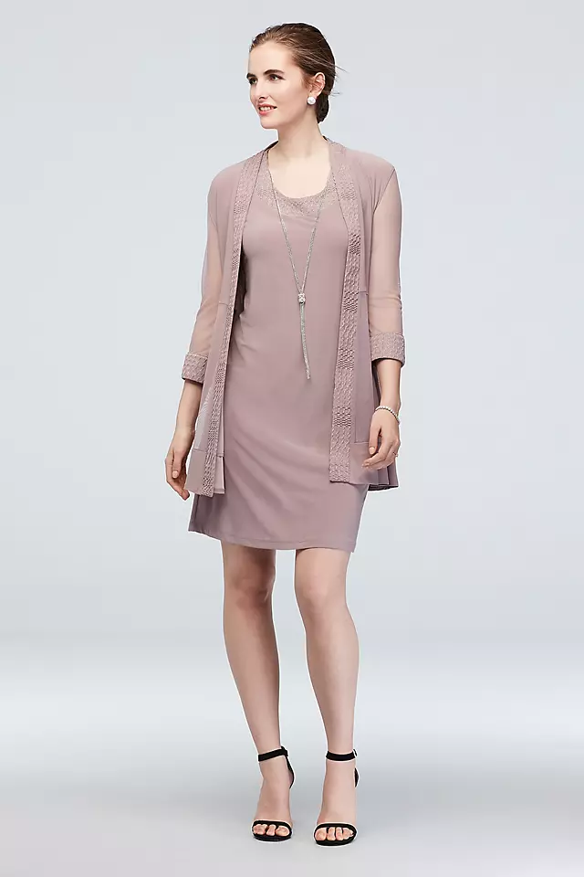 Jersey Dress and Sheer Sleeve Jacket with Trim Image