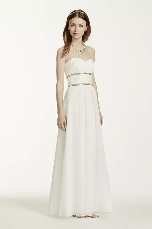 Strapless Dress with Beaded Waist Detail Image 1