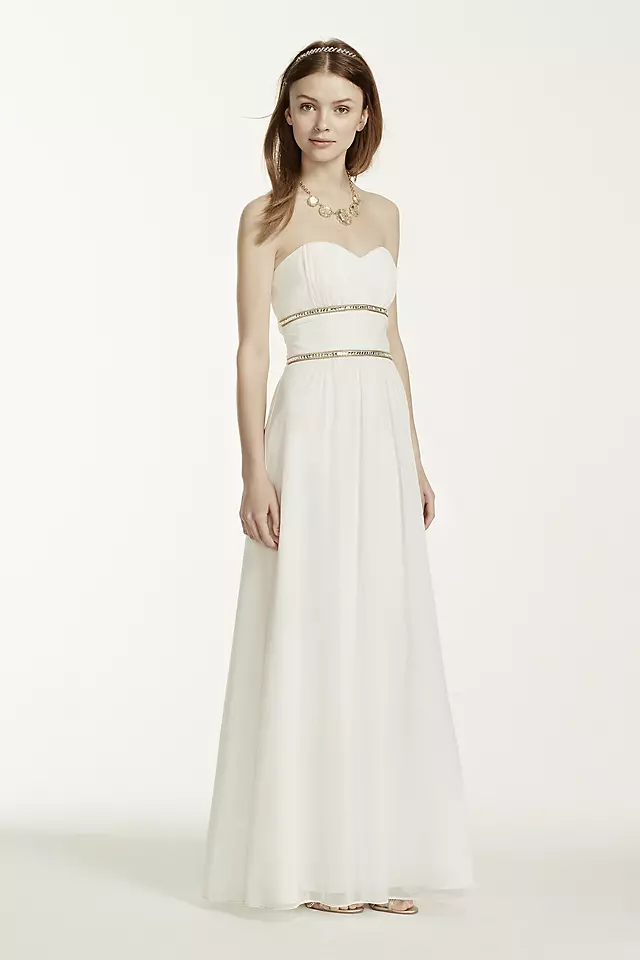 Strapless Dress with Beaded Waist Detail Image