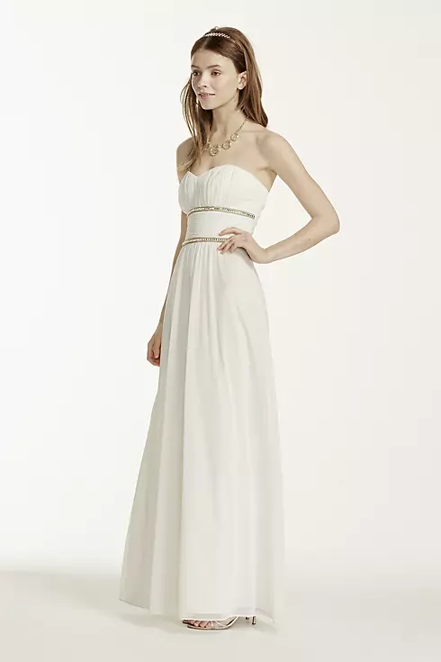Strapless Dress with Beaded Waist Detail Image 3