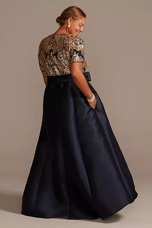 High-Low Taffeta Plus Ball Gown with Sequin Bodice Image 2