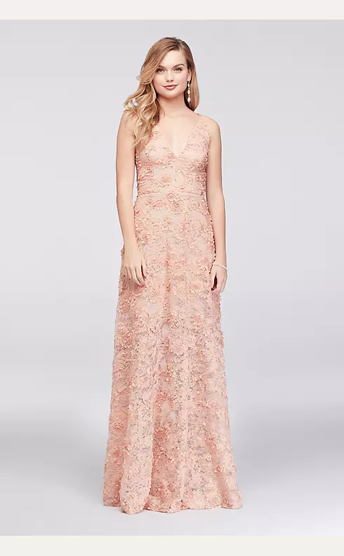 3D Floral Applique Lace A-Line Gown Image 1