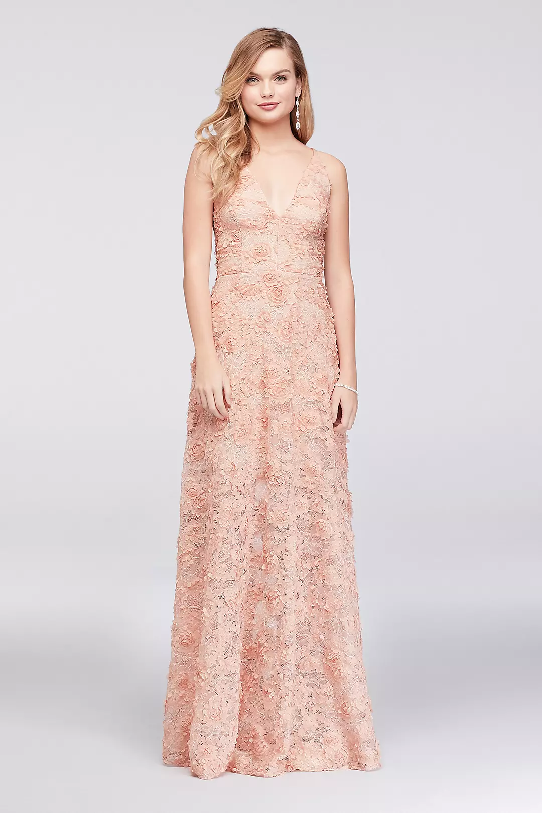 3D Floral Applique Lace A-Line Gown Image