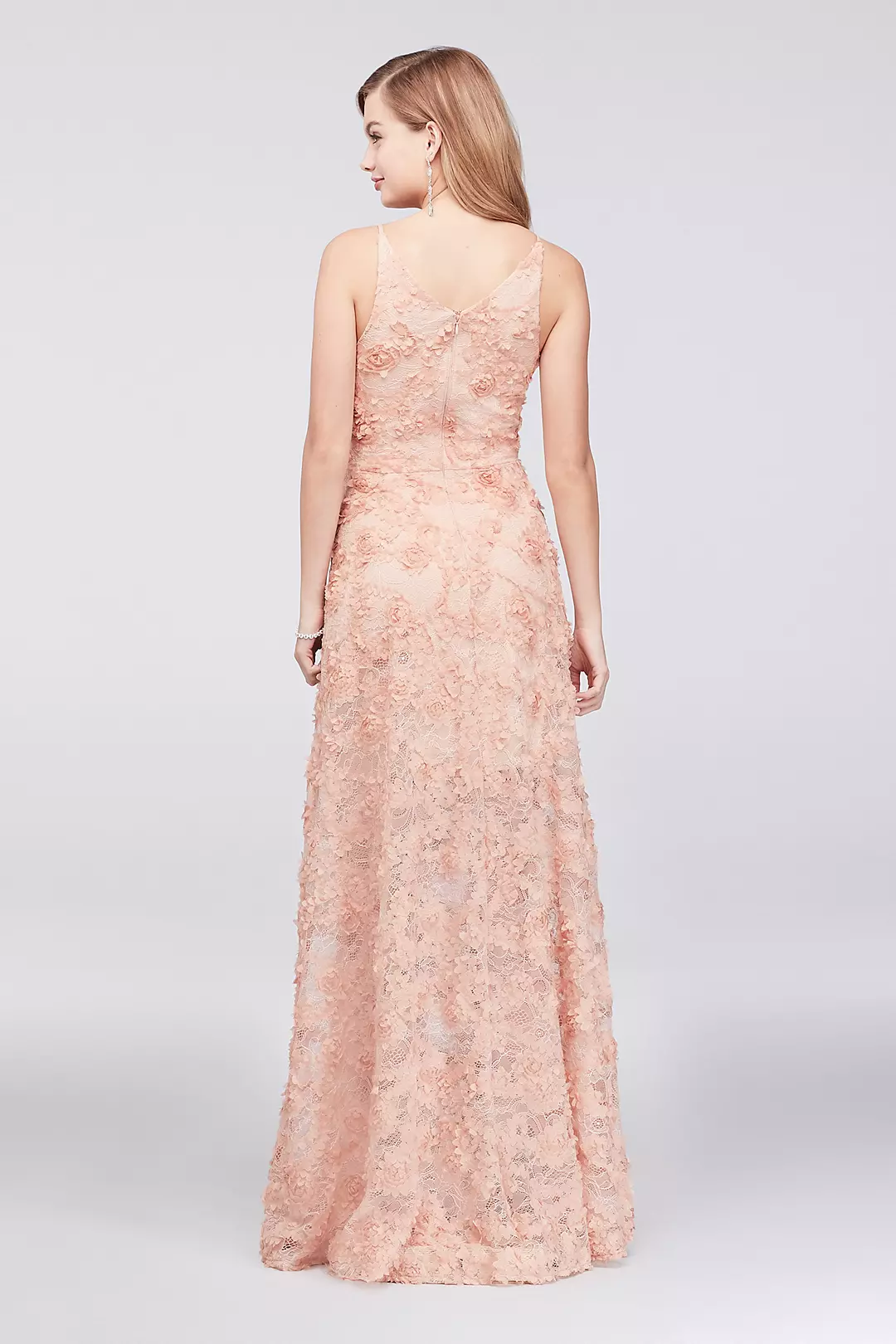 3D Floral Applique Lace A-Line Gown Image 2