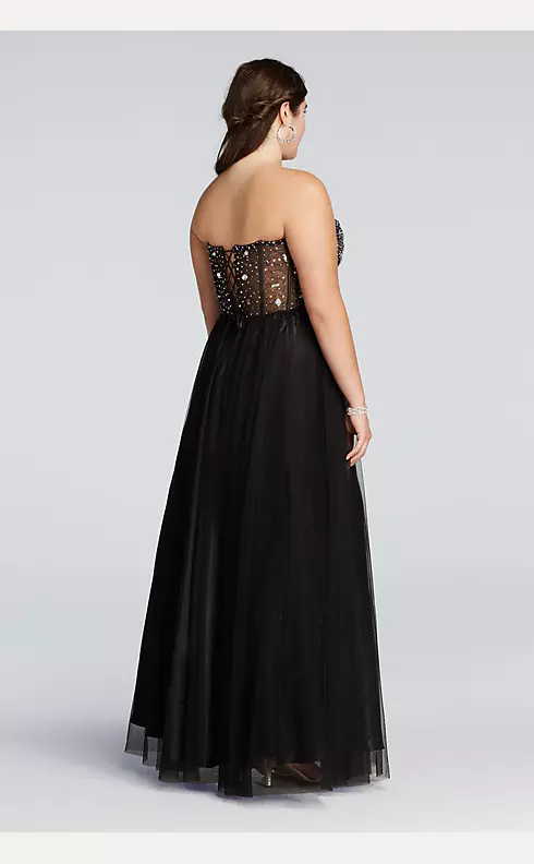 Crystal Beaded Corset Prom Dress with Tulle Skirt Image 2