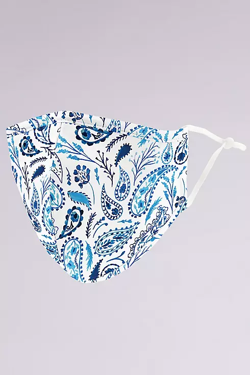 Blue Paisley Mask with Adjustable Ear Loops Image 1