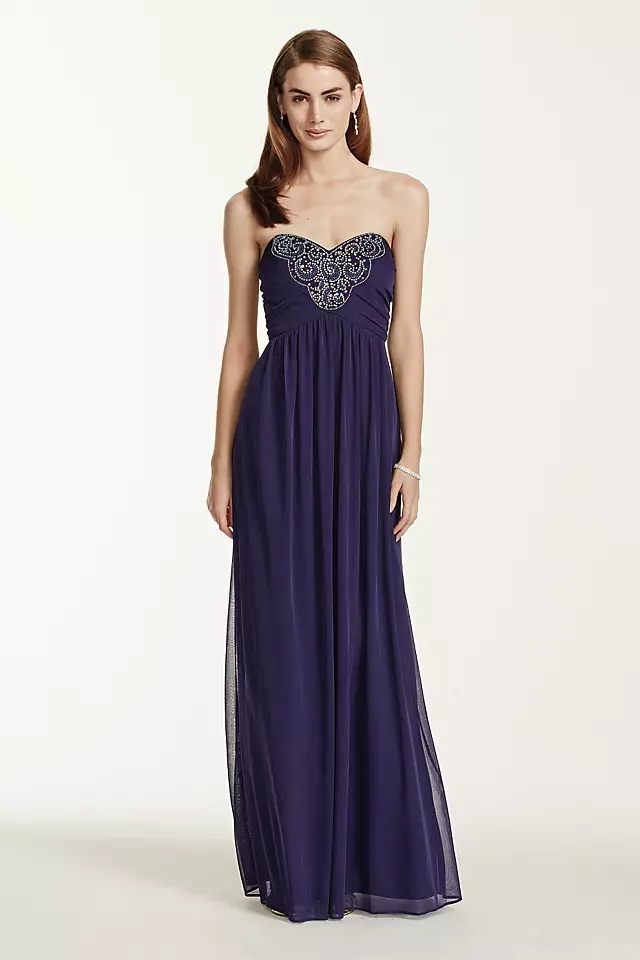 Strapless Jersey Dress with Beaded Bodice Image
