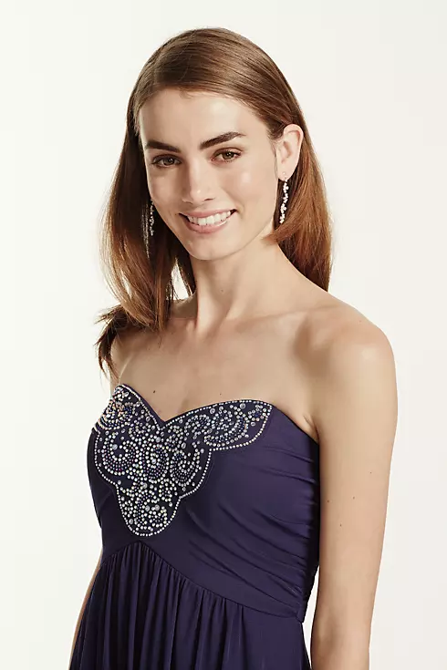 Strapless Jersey Dress with Beaded Bodice Image 4