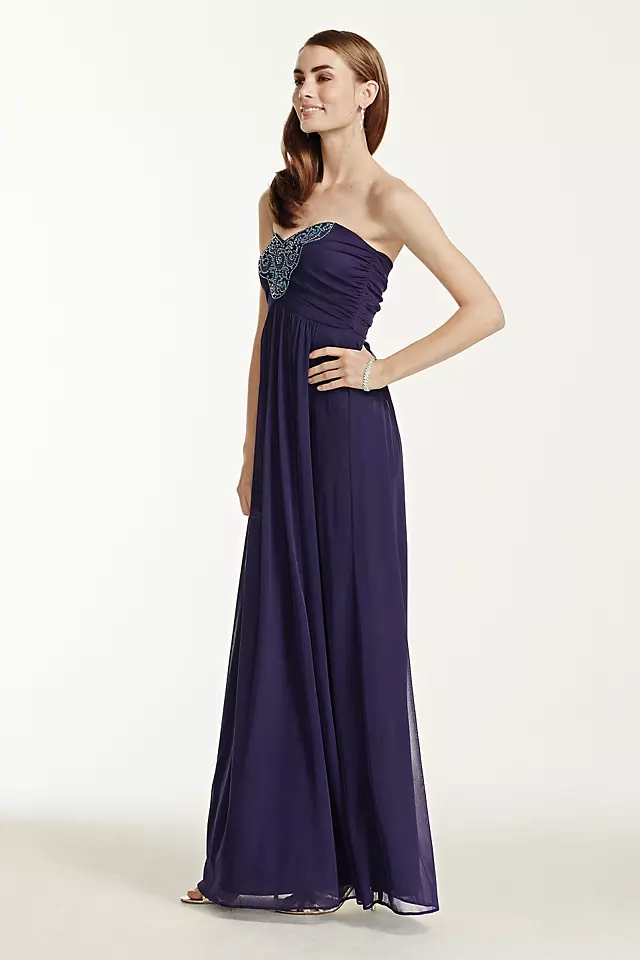 Strapless Jersey Dress with Beaded Bodice Image 3