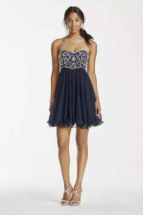 Crystal and Pearl Beaded Bodice Short Tulle Dress Image 1