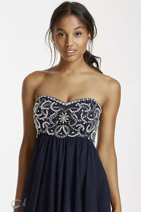 Crystal and Pearl Beaded Bodice Short Tulle Dress Image 4