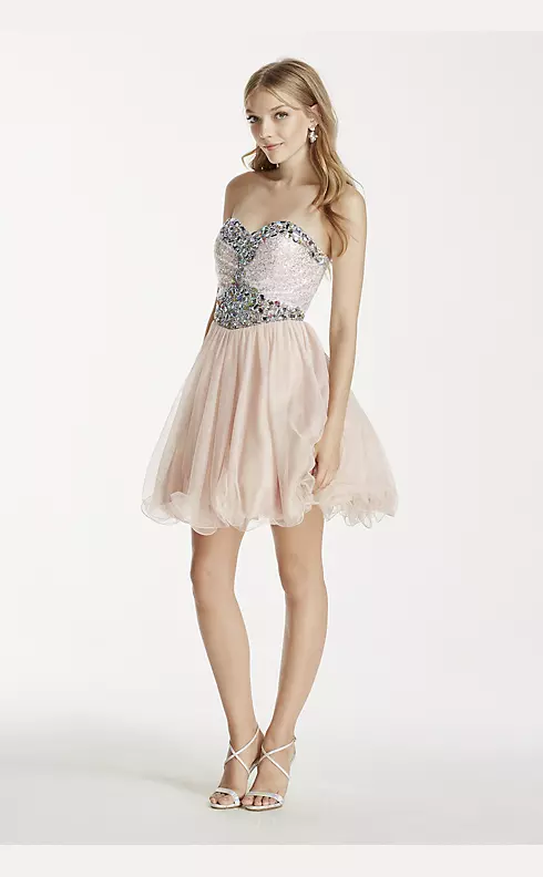 Sequin and Crystal Embellished Short Tulle Dress Image 1