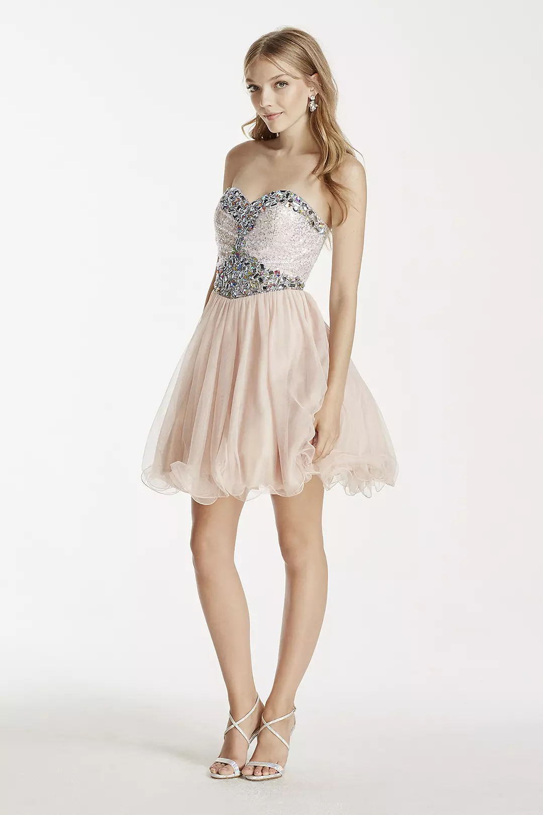 Sequin and Crystal Embellished Short Tulle Dress Image