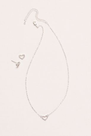 Flower Girl Crystal Heart Necklace and Earring Set | David's Bridal