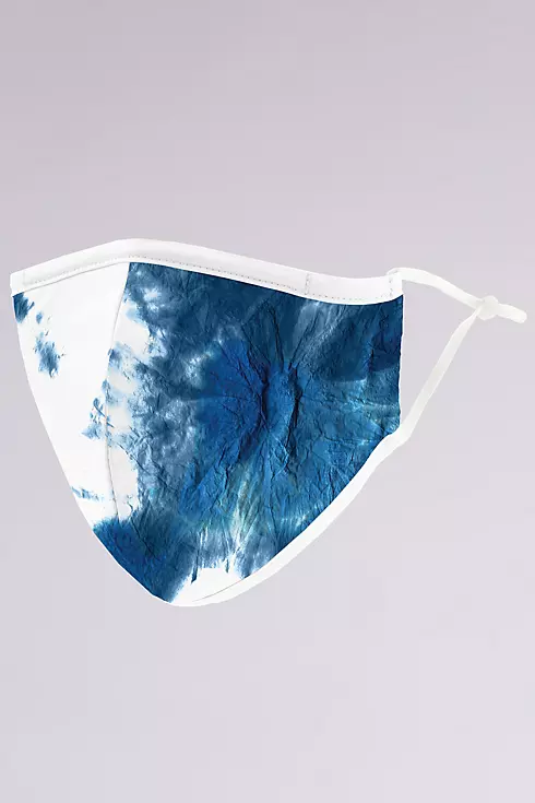 Blue Tie-Dye Mask with Adjustable Ear Loops Image 1