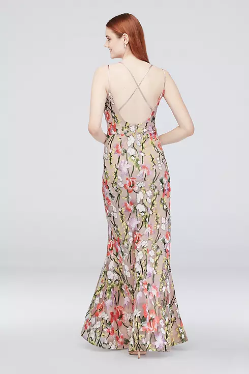 Mermaid Gown with Embroidered Floral Mesh Overlay Image 2