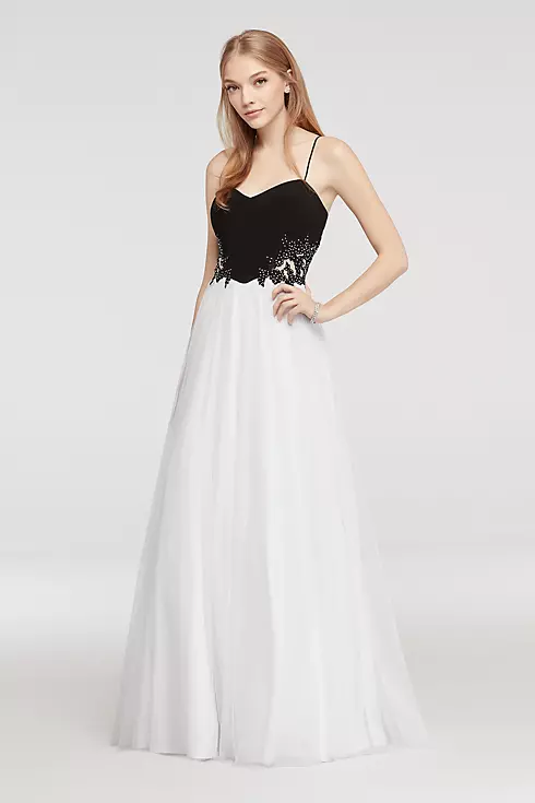 Spaghetti Strap Prom Dress with Illusion Sides Image 1