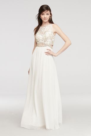 David's bridal outlet gold prom dress