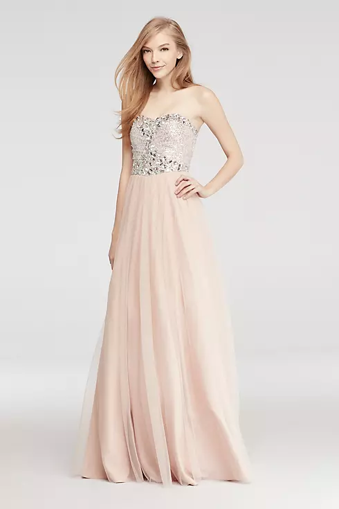 Strapless Prom Dress with Sequin Beaded Bodice Image 1