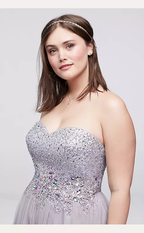 Crystal Beaded Strapless Ball Gown Image 3