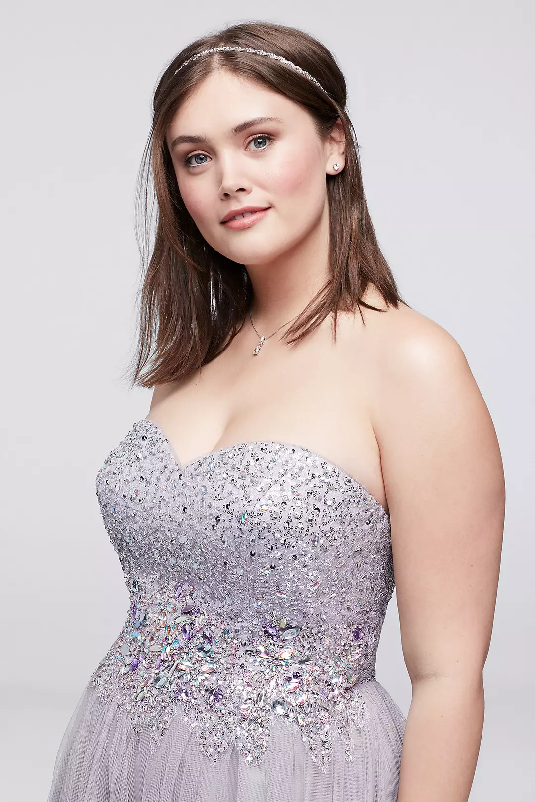 Crystal Beaded Strapless Ball Gown Image 3