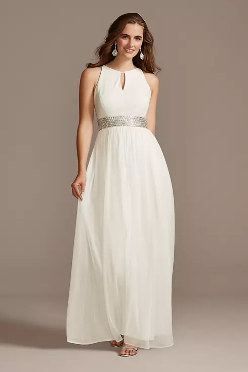 Jersey Keyhole Bodice Gown with Crystal Waist Image 1