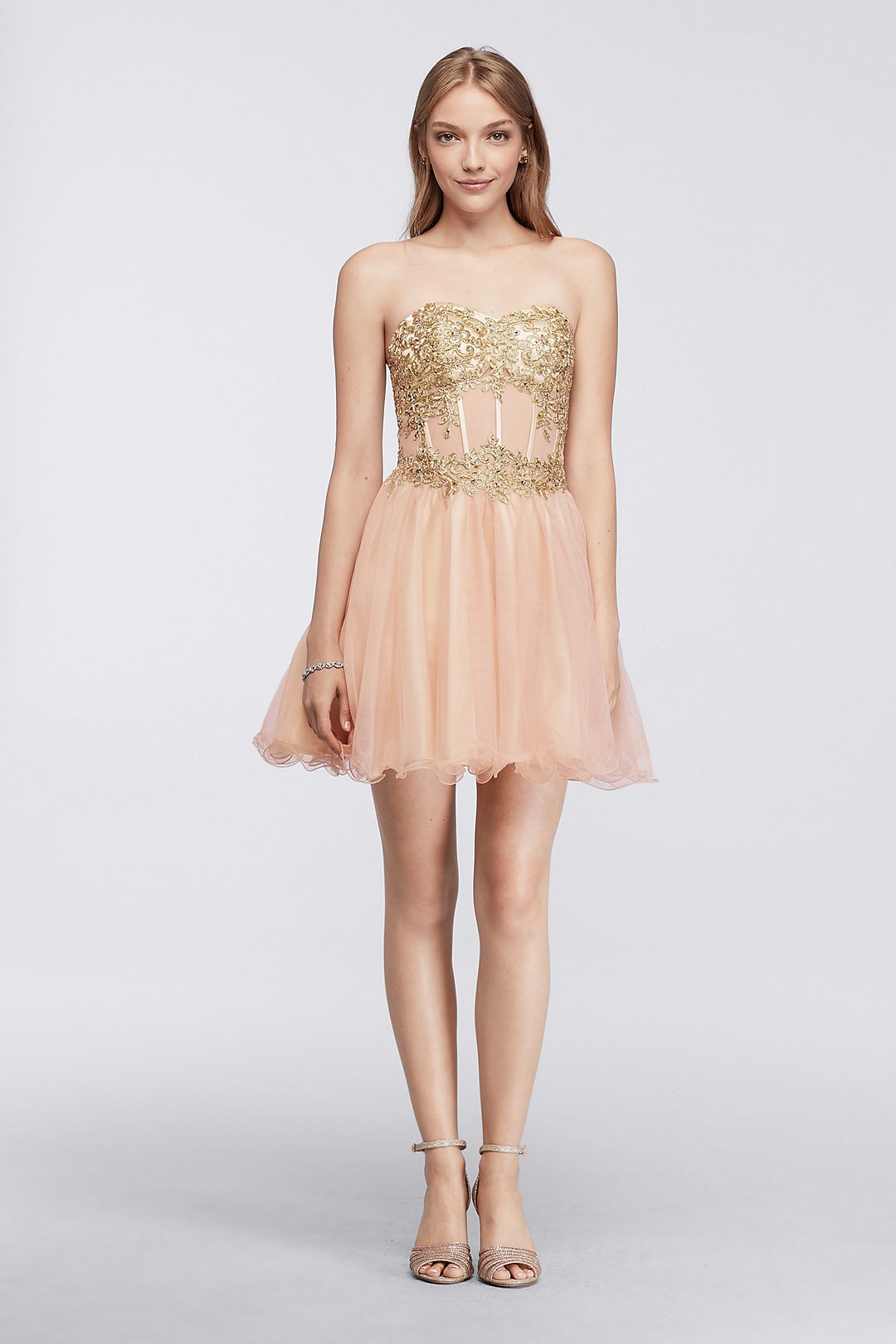Short Homecoming Dress with Lace-Up Bodice Image 1