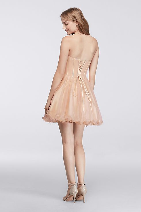 Short Homecoming Dress with Lace-Up Bodice Image 2