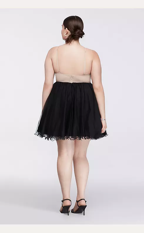 Short Halter Homecoming Dress with Beaded Bodice Image 2