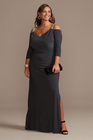 charcoal grey evening dress