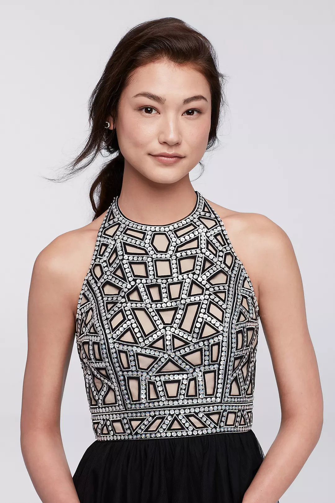 Short Homecoming Dress with Geo Sequin Bodice Image 3