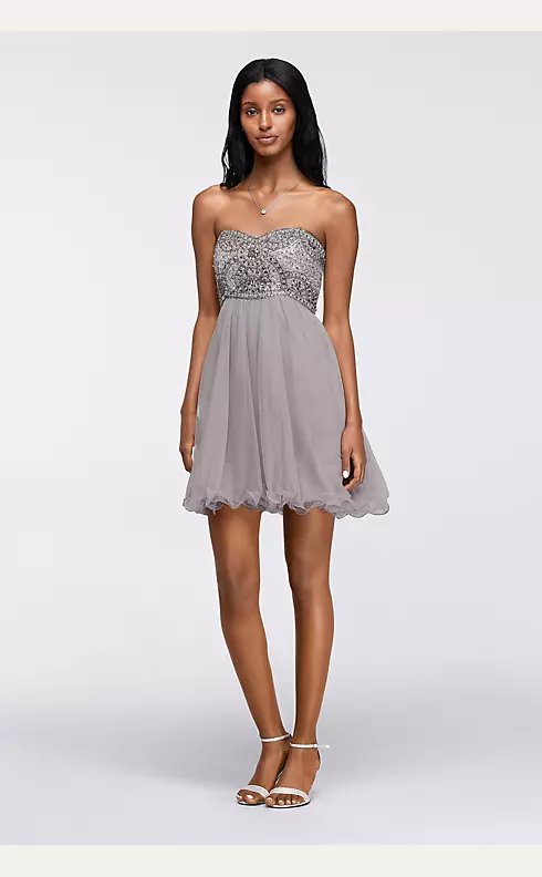Short Homecoming Dress with Ornate Beaded Bodice Image 1