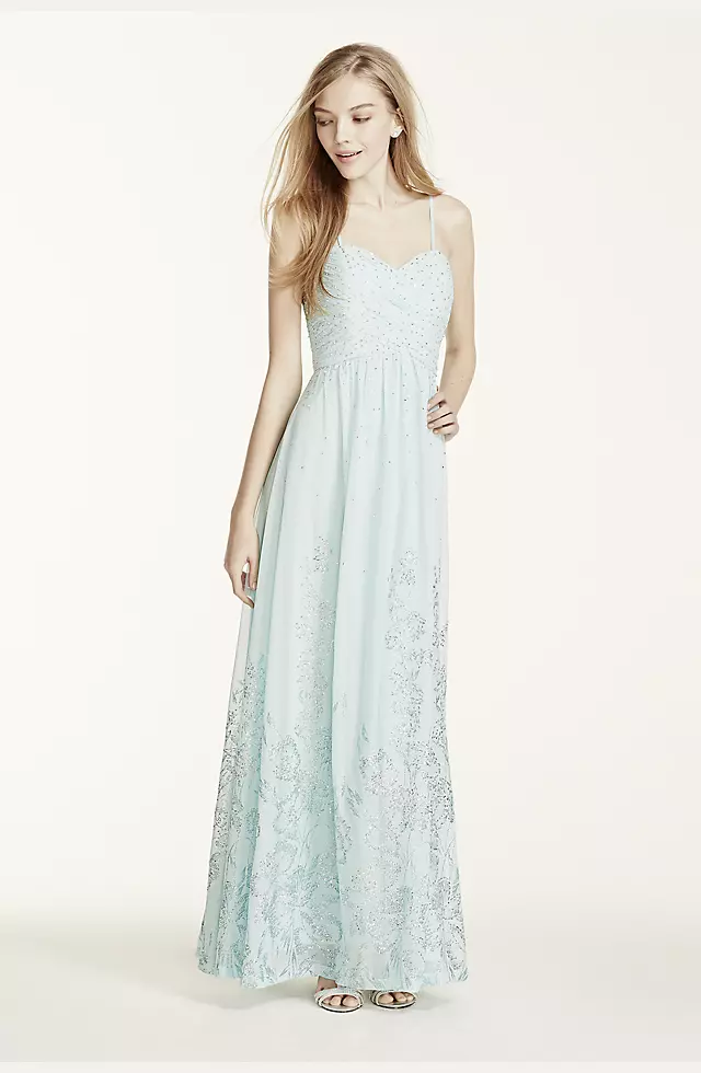 Strapless Embellished Glitter Mesh Dress Image